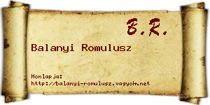 Balanyi Romulusz névjegykártya